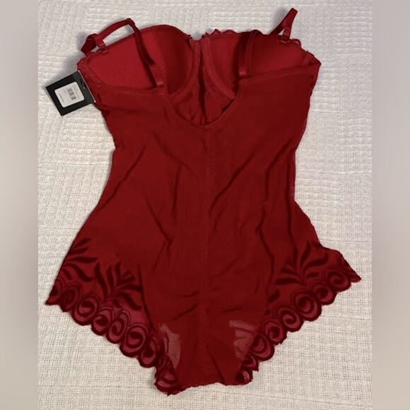 NWT! VINTAGE FREDERICK'S OF HOLLYWOOD DEEP RED BODYSUIT, Large - Picture 2 of 6